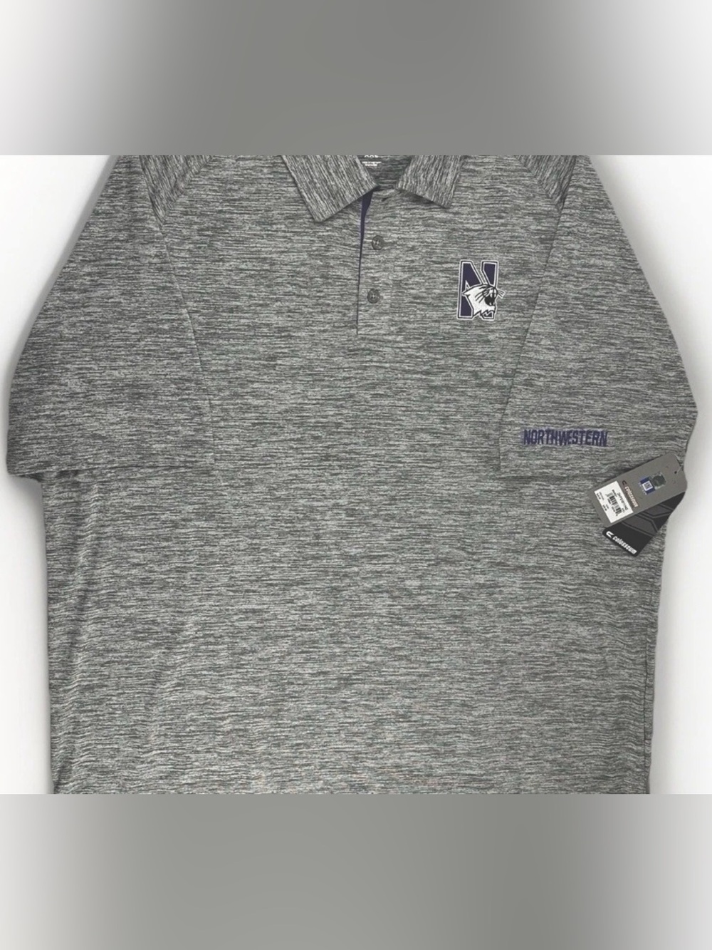 Northwestern Wildcats Colosseum Polo XXL Gray Purple Embroidered Performance NWT